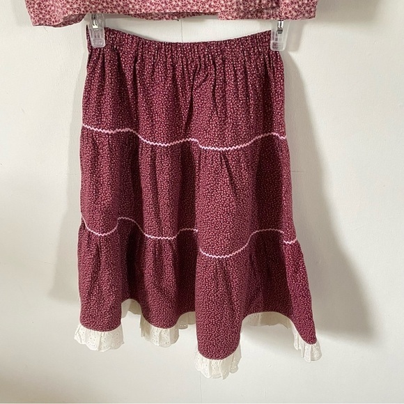 Vintage Little House On The Prairie Costume Outfit Shirt Vest Skirt Floral Girls - Picture 3 of 7